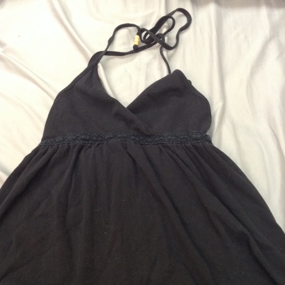 Black Flowy Tie Up Halter Neck Tank